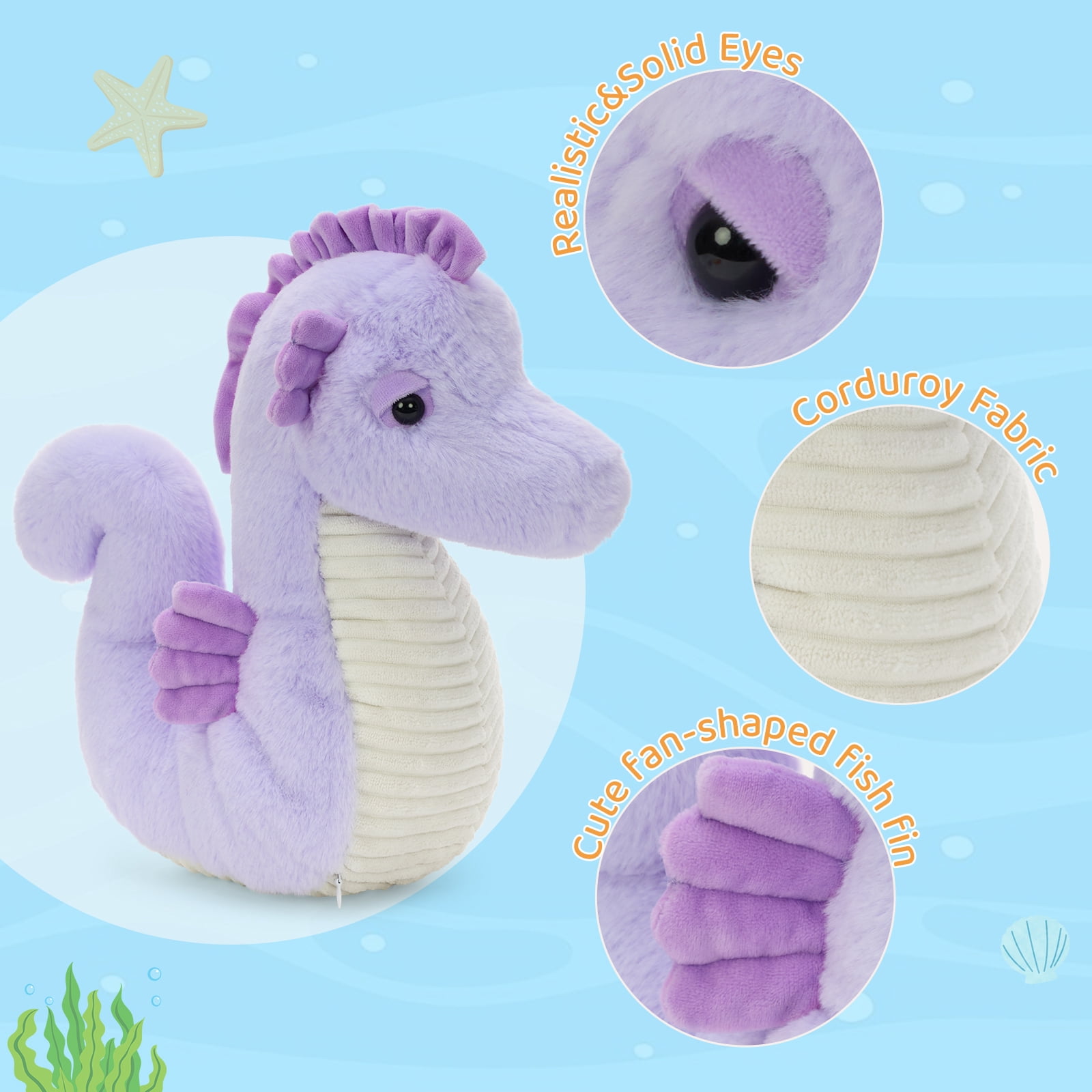 MaoGoLan 13" Seahorse Stuffed Animal Stuffed Seahorse With 4 Babies Inside Seahorse Plush Toy