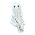 thumbnail image 1 of Estatua de perro fantasma paseando de Halloween, adorno de resina, escultura espeluznante para entrada, patio, sala de estar, alféizar de ventana festivo sin flores, 1 of 9