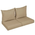 thumbnail image 3 of Sorra Home  Outdoor Valdese Boucle Loveseat Pillow and Cushion Set 30 in W x 27 in D x 5 in H - Wheat, 3 of 5