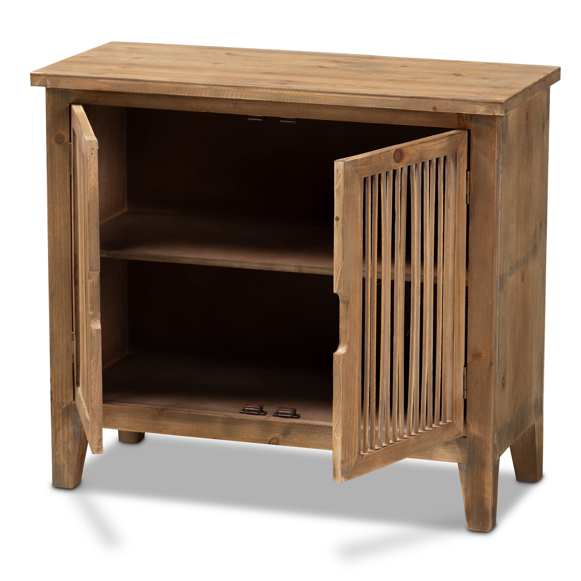 Baxton Studio Clement Rustic Medium Oak Accent Cabinet, 2677" H x 2992" W x 1339" D