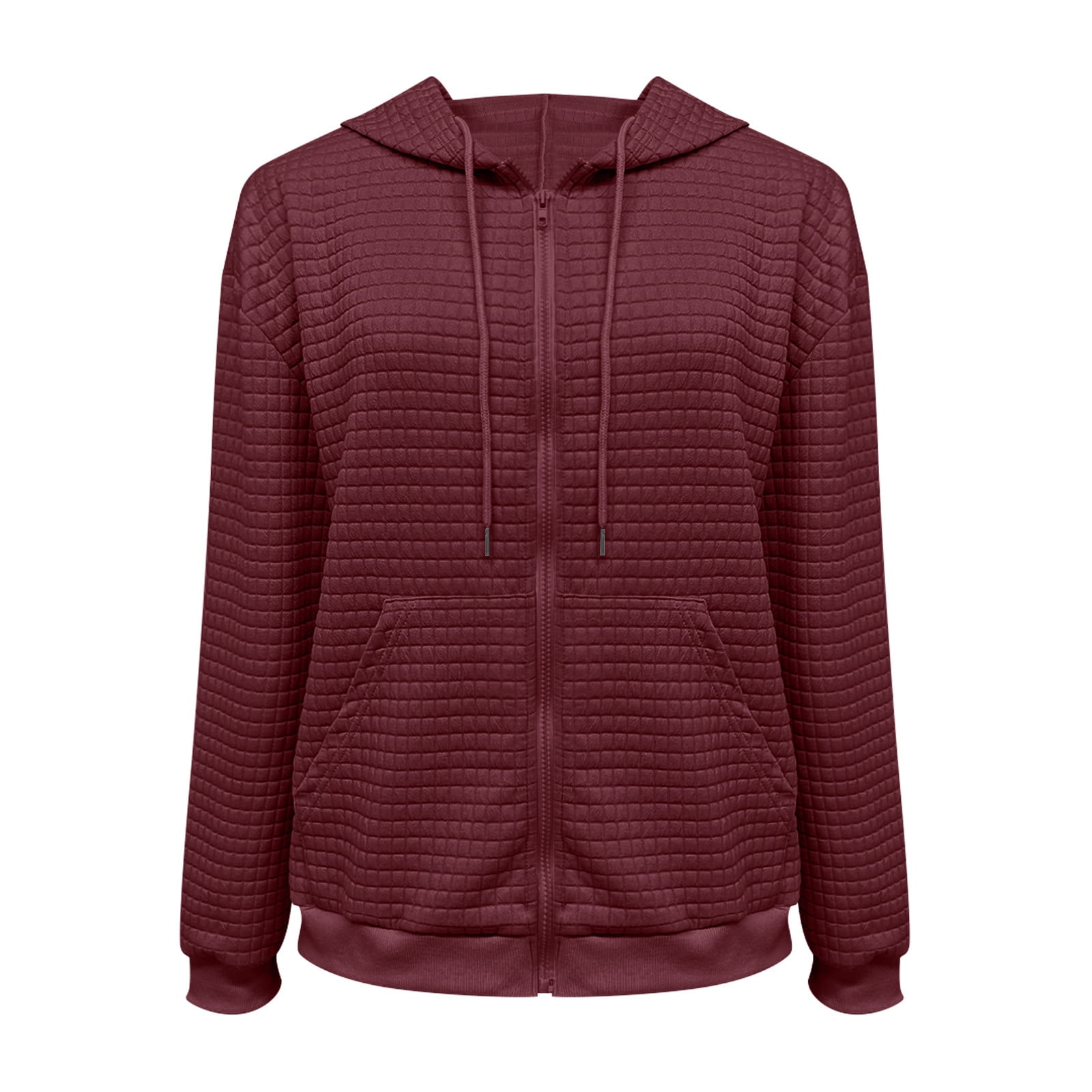 DDAPJ pyju 2023 Clearance Waffle Knit Hoodie for Women,Zip