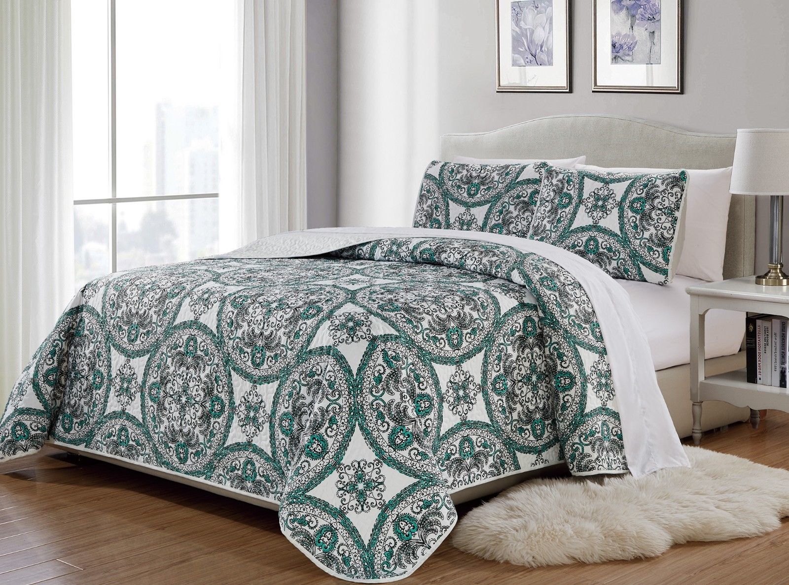 Fancy Linen 3pc King/California King Bedspread Quilted ...