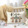thumbnail image 2 of He is Risen Easter Lumbar Pillow Covers 12x20 inch Religious Faith Cross Porch Outdoor Pillowcase, Christian Farmhouse Cushion Case Spring Decor Throw Pillow Covers for Home Couch（3-12a）, 2 of 6