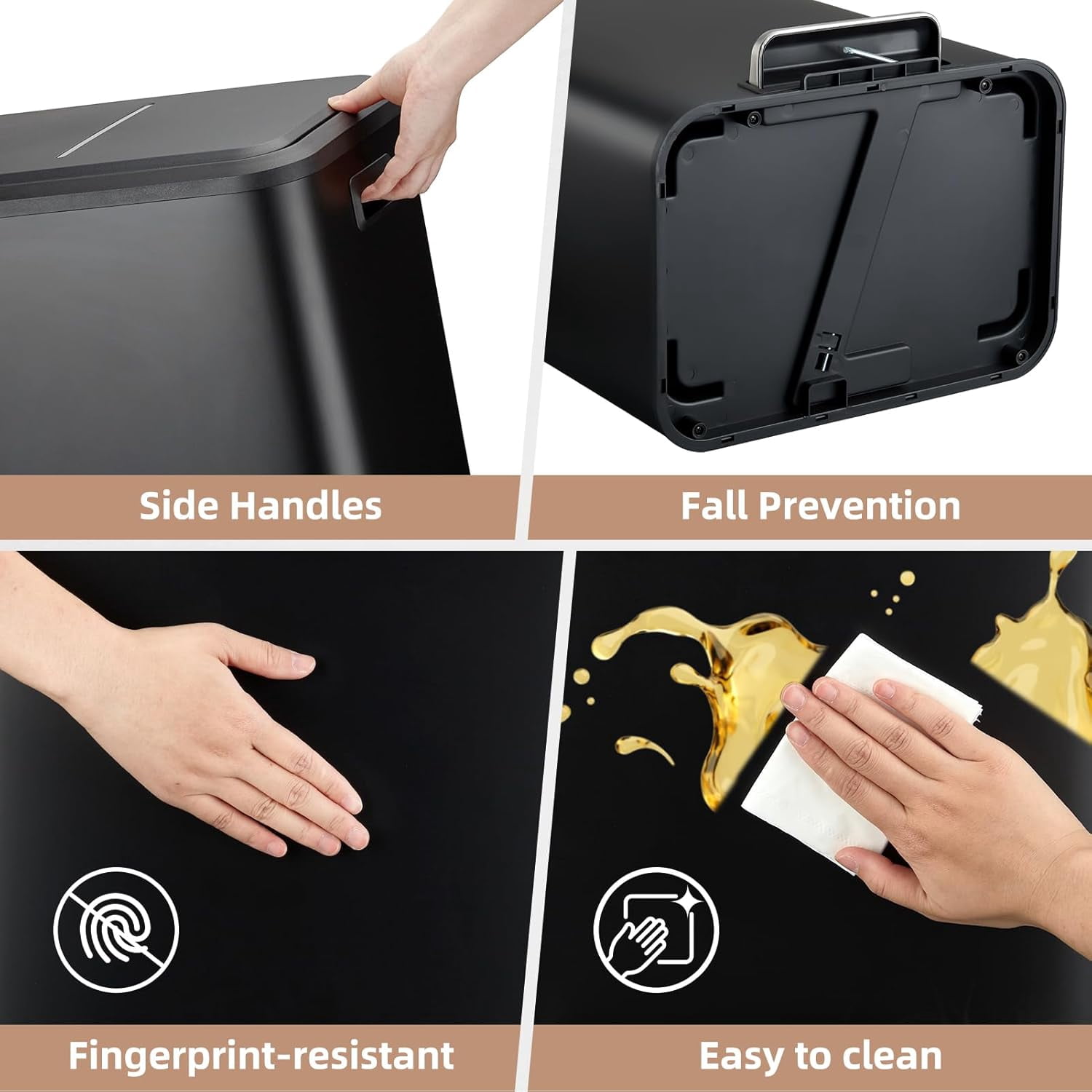 Dual Trash Can for Recycling and Trash,2 x 4 Gal Garbage Can for Kitchen,Metal 30-Liter Dual Compartment Step Trash Can,Removable Liner Buckets