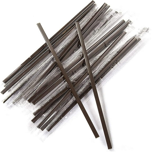 Tutuviw Coffee Stirrers Sticks 200 Individually Wrapped 7.09in，Disposable Coffee Straw Stirring Rod，Coffee Straw Plastic Drink Stirrer Sticks Health and Safety (brown)