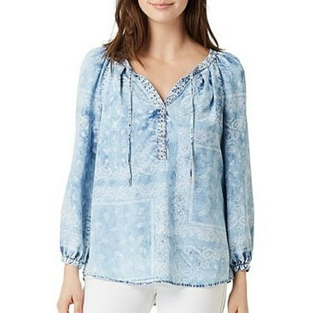 Sky Tops - Vintage America Blues Womens 2X-Large Boho Lyocell Cermella Top, Blue Sky Print