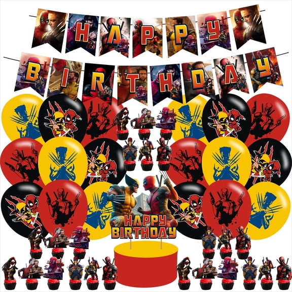 Cartoon Birthday Party Decorations,Cartoon 3 Decorations Include Kids' Party Balloons,Banner,Cake Topper and Cupcake Toppers C113