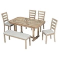 thumbnail image 2 of mteryoing 6-Piece Dining Table Set Rubber Wood Dining Table Set With 4 Chairs 1 Bench Set For Kitchen Home Dining Room, 2 of 9