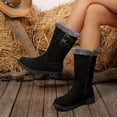 thumbnail image 4 of Womens Snow Boots Plush Warm Suede Low Heel Zipper Wide Mid Calf Winter Booties Trendy Buckle Straps Casual Outdoor Dress Long Boots, 4 of 6