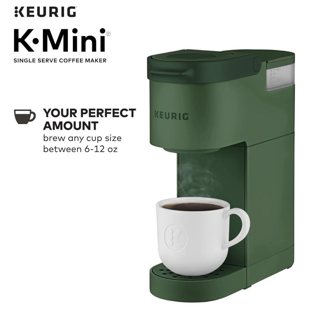 Restored Keurig K-Mini Single Serve Coffee Maker with 6-12Oz Cup Sizes, Quick Brewing, and Removable Drip Tray, Evergreen (Refurbished)