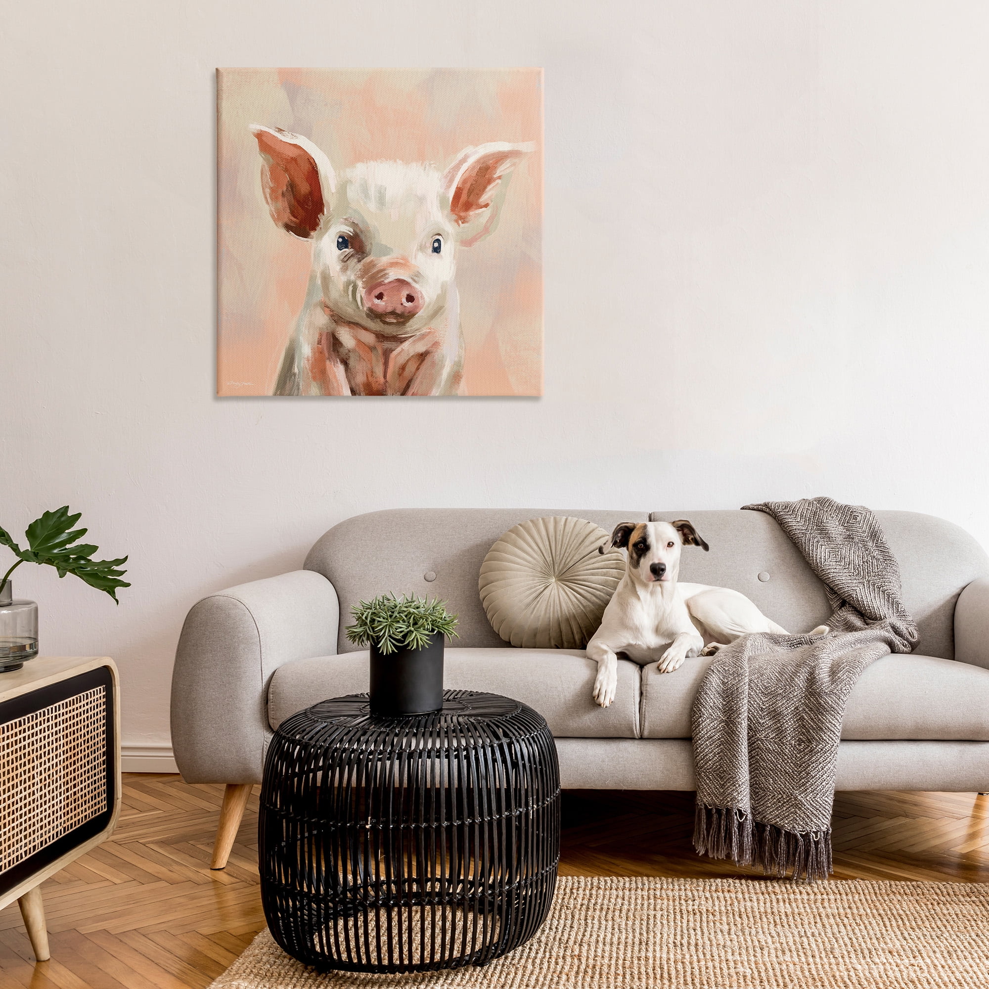 Stupell Industries Traditional Piglet Painting Animals & Insects Painting Gallery Wrapped Canvas Art Print Wall Art, 36 x 36
