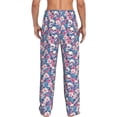 thumbnail image 3 of Picia white flower Skull blue Mens Soft Woven Cotton Elastic Waistband Sleep Pajama Pant Lounge Sleep Pant With Pockets And Drawstring-X-Large, 3 of 9