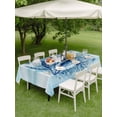 thumbnail image 4 of Outdoor Tablecloth with Umbrella Hole for Patio/Picnic/Party/Camping, Summer Ocean Waterproof Table Cloth Rectangle Table Cover Washable, Nautical Coastal Conch Starfish Coral Ombre Blue (54"x 80"), 4 of 8