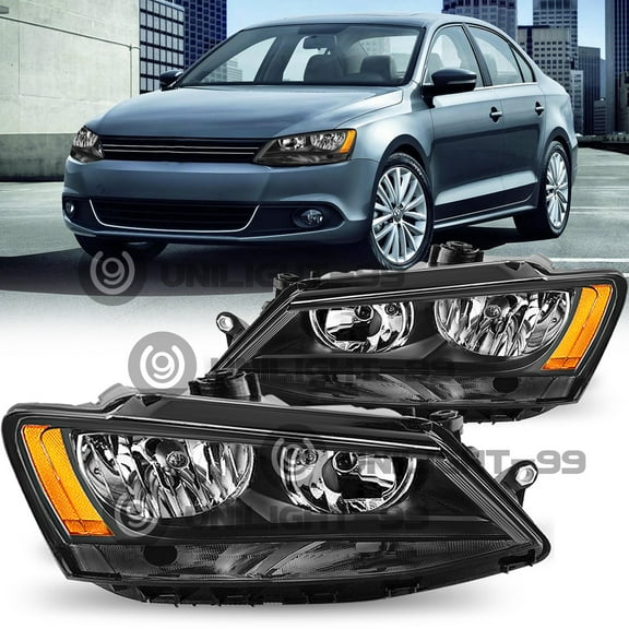 Left Right For 2011-2018 Volkswagen Jetta Black Factory Halogen Headlights Set
