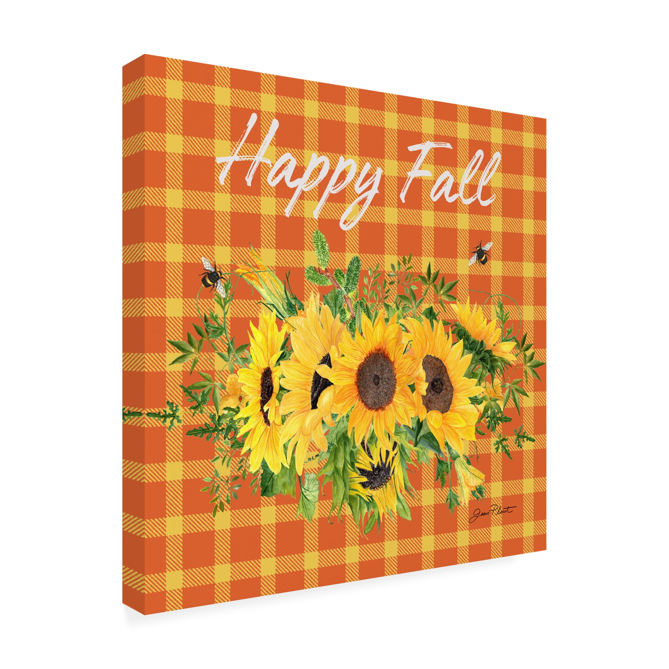 Canvas Wall Art - Jean Plout 'Fall Plaid Celebration A' Wall Art for Living Room, Bedroom, or Office Décor by Trademark Fine Art - 24 x 24 Inches