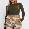 thumbnail image 2 of Chemises Décontractées pour Femmes Manches Longues Couleur Unie Col Rond, 2 of 7