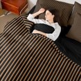 thumbnail image 5 of Castle Fairy Retro Vertical Strip Queen Bedding 7pcs,Abstract Minimalist Linear Motif Bedding Comforter Set Queen,Tan Black,Reversible, 5 of 7