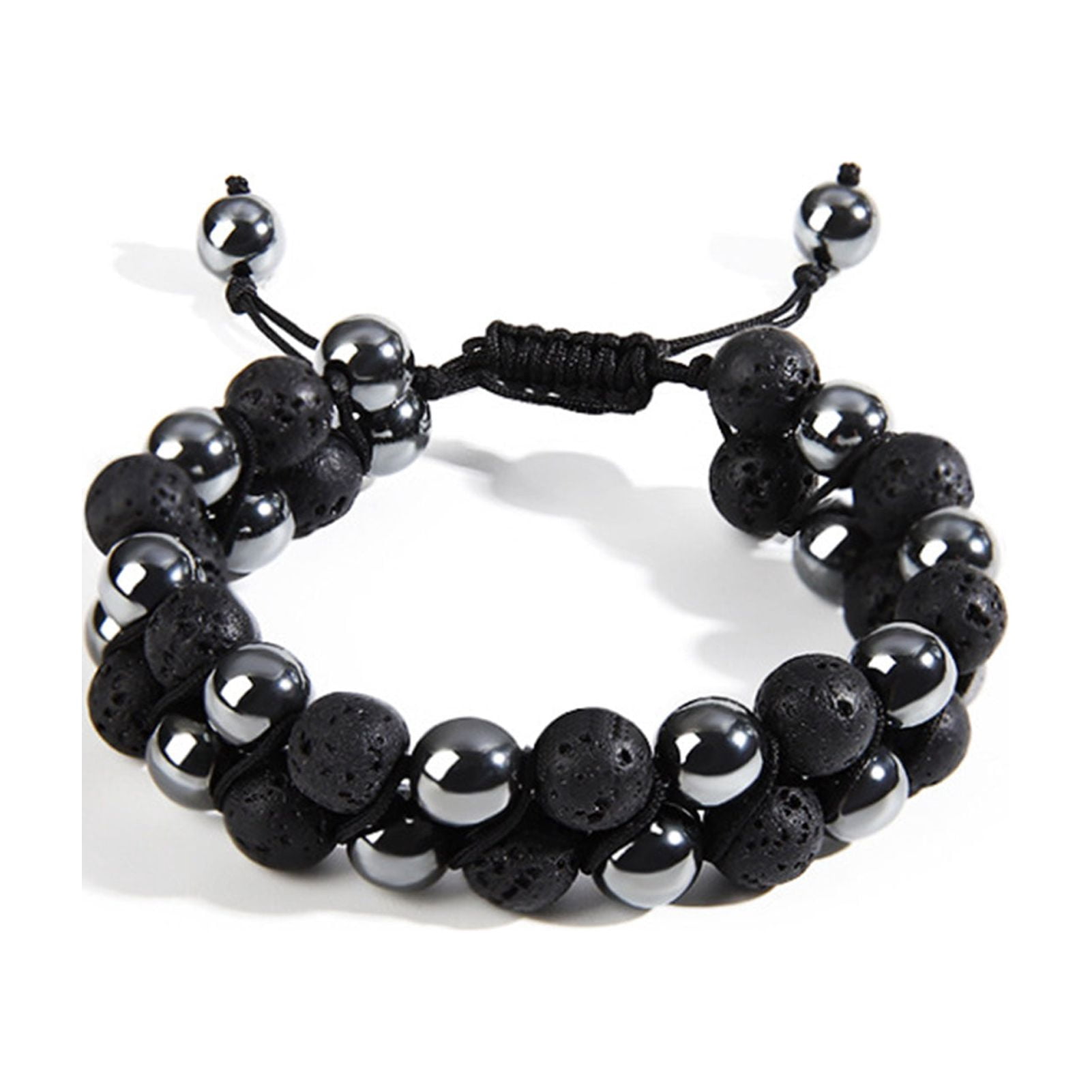 Leasote Beads Bracelet Braided Rope Double Layer Vintage Adjustable Drawstring Decorate Jewelry Tiger Eye Faux Rock Stone Men Anxiety Bracelet for Everyday Life Yellow One Size