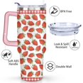 thumbnail image 3 of 40oz Cute Red Strawberry Stainless Steel Flip Straw Tumbler Spill Proof Travel Cup Double Wall Vacuum Insulated Coffee Mug with Top Handle, 3 of 6