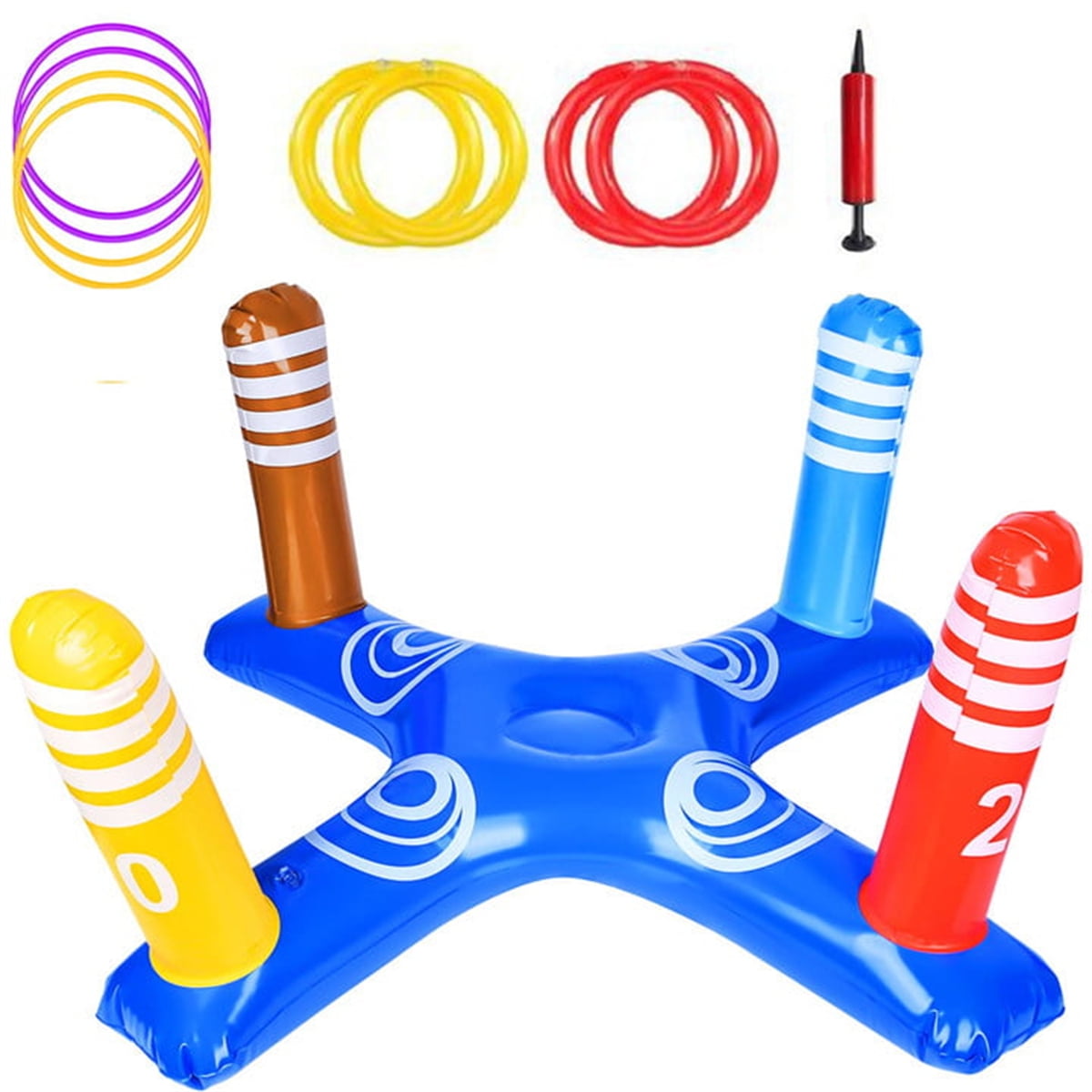 AIJIA Pool Toys Games Set, Inflatable Ring Toss Toys with 4Pcs Rings