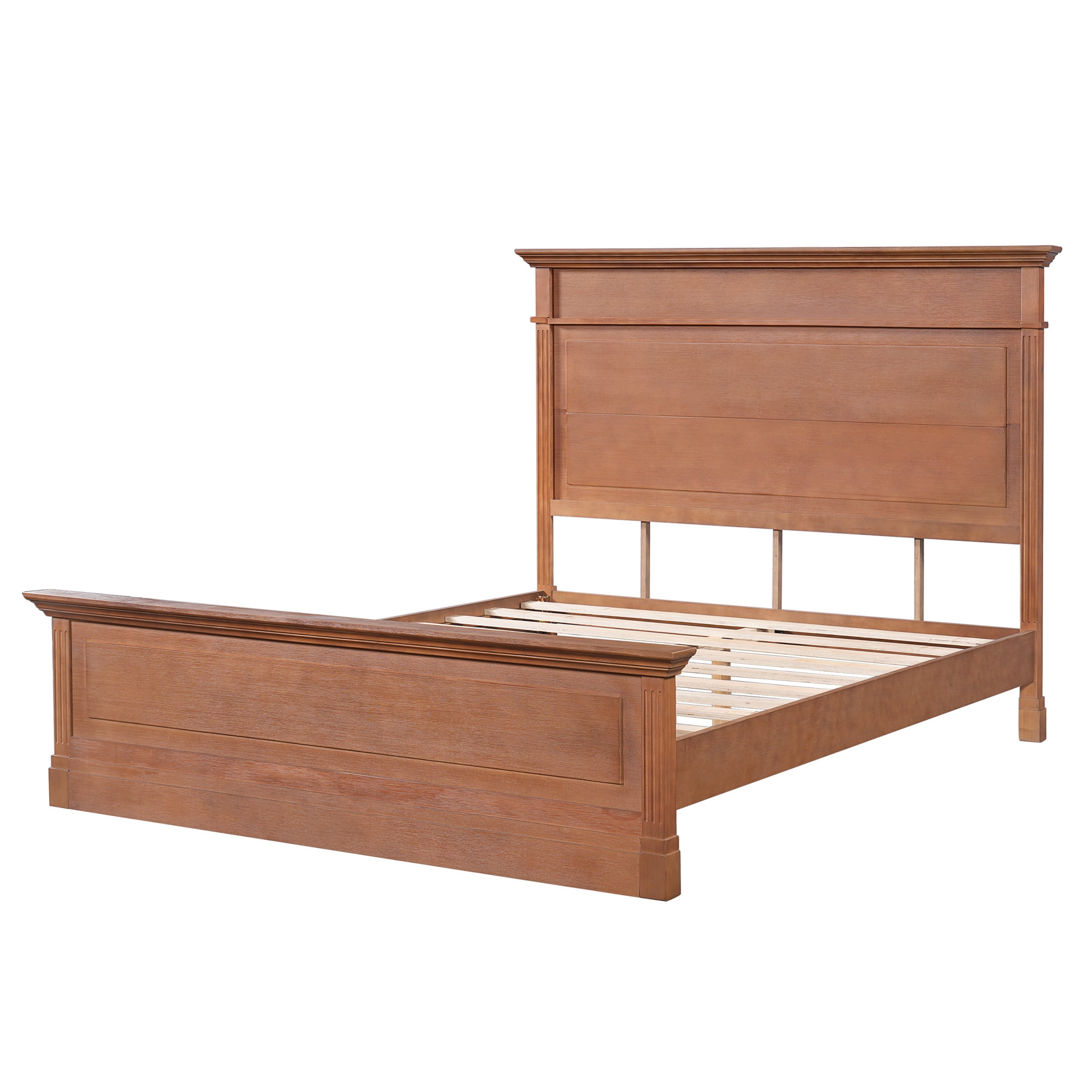 Christopher Knight Home Rustic Solid Wood Queen Bed Frame with High Headboard and Footboard, Brown
