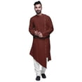 thumbnail image 2 of Atasi Kurta à Manches Longues pour Garçons, Coupe Asymétrique Unie, Kurta Long de Designer, 2 of 7