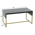 thumbnail image 2 of Household Essentials Wrap Rectangular Coffee Table Black Oak Wood Grain and Black Metal, 2 of 8