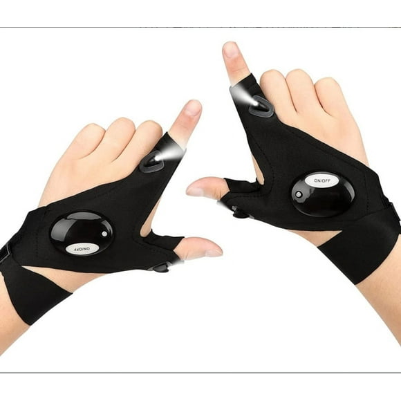 SHTUUYINGG 2 Paires de Gants de Lampe de Poche LED Gants de Pêche en Plein Air et Tournevis pour la Réparation et le Travail dans les Endroits Sombres, Gadgets d'Outils Cadeaux