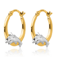 thumbnail image 3 of 14K Solid Yellow Gold Sea Dolphin Ocean Fish Beach Nautical Huggie Small Hoop Earrings, 3 of 10