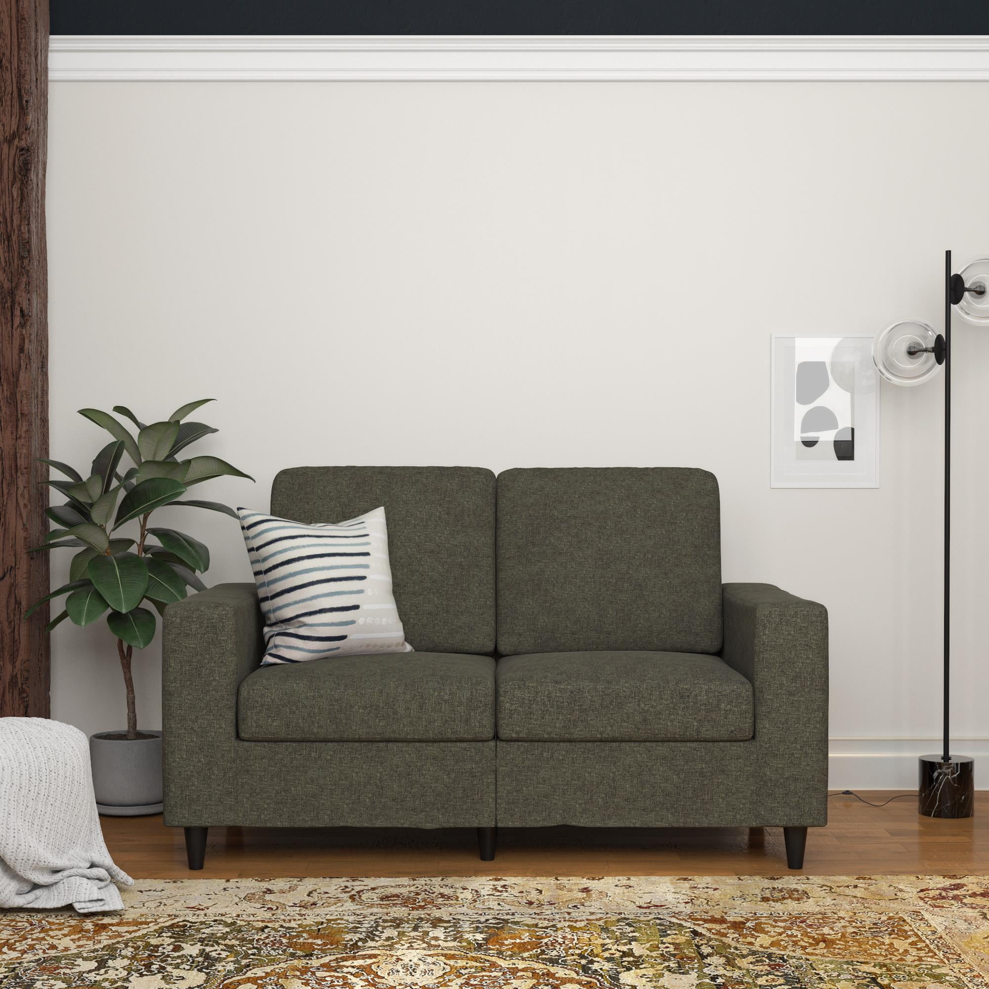 DHP Cooper Loveseat 2 Seater Sofa, Gray Linen