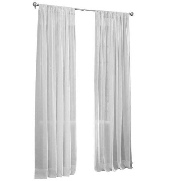 LA Linen VoileDrap-118X48-White Panneau de Draperie en Voile Transparent, Blanc - 118 x 48 Po