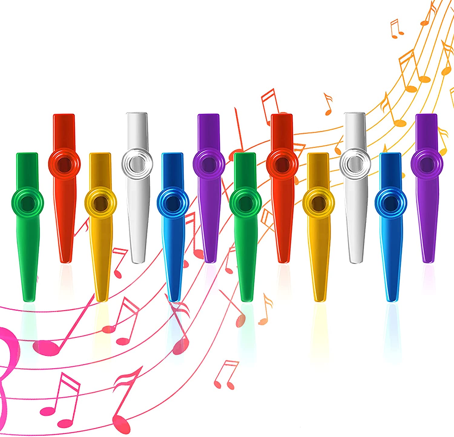 12 Pcs Metal Kazoo of Different Colors, Musical Instruments Kazoos