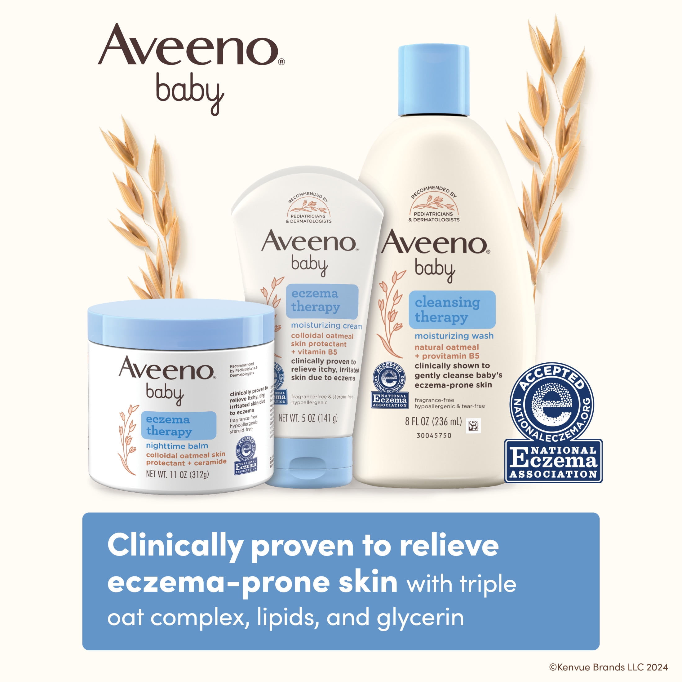 (2 pack) Aveeno Baby Eczema Therapy Moisturizing Body Lotion Cream with Oatmeal, 12 fl oz