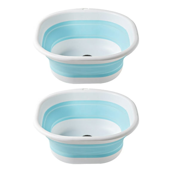MOPOOR 2 PCS Collapsible Storage Bin, Wash Basin Folding Dish Tub Sink, Space Saving for Dishing, Fruit and Camping, Hiking and Home Portable Folding Washbasin