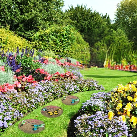 2-Pack 3D Hummingbird & Butterfly Stepping Stones - 10 Inch Raised Design Concrete Garden Art for Yard, Patio & Flower Bed