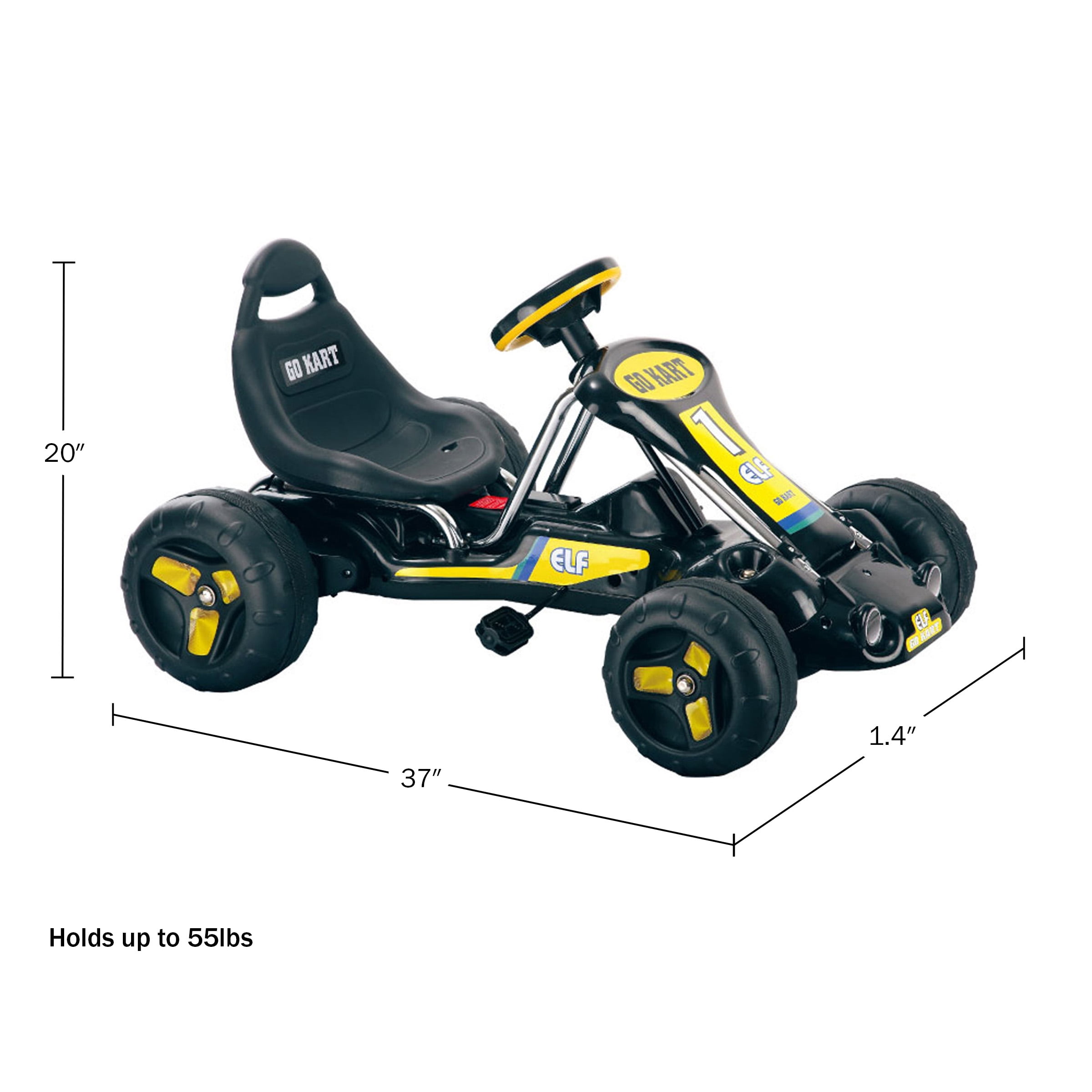 Lil’ Rider Comfortable Kid Push & Pedal Ride-On, Black, 37.00 x 25.00 x 20.00 Inches, 21.1 lbs