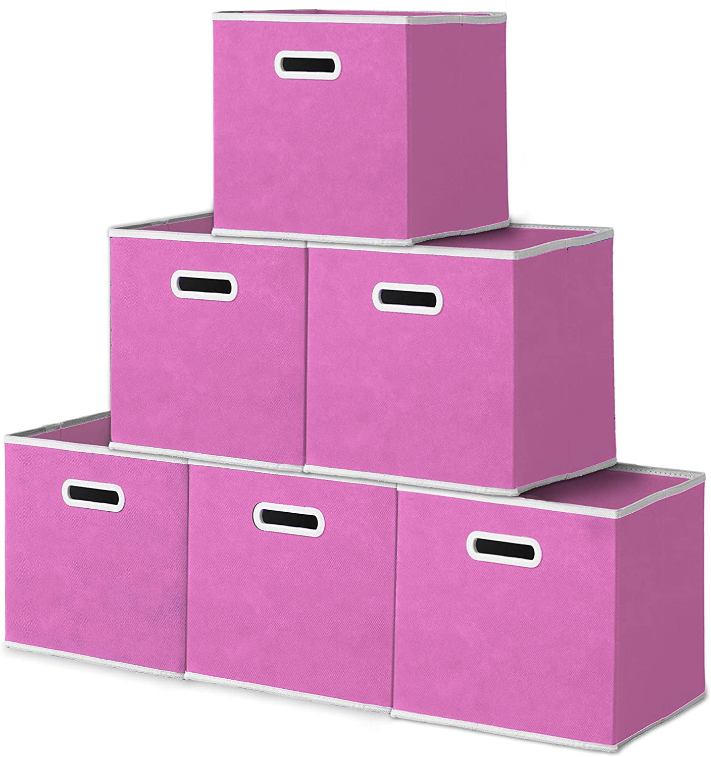 11" Fabric Storage Bin (Pack of 6) (Pink)…
