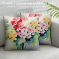 thumbnail image 3 of JEUXUS  Floral Throw Pillow Cushion Cover, Hydrangea Flower Bouquet in Watercolor Blossoms Botany Petals Image, Decorative Square Accent Pillow Case, Forest Green Yellow Pink, 3 of 5