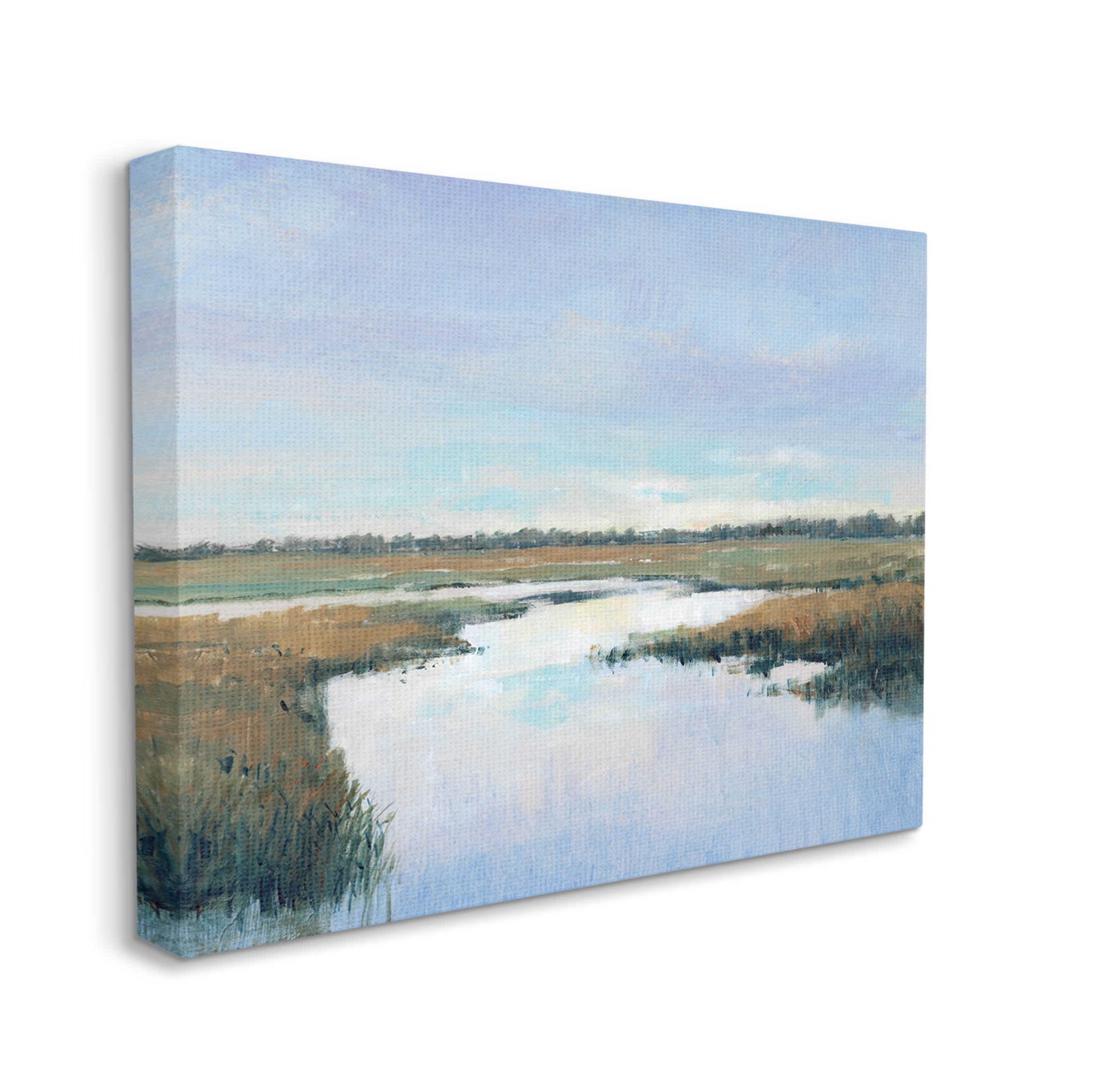 Stupell Industries Rural River Horizon Landscape Painting Gallery Wrapped Canvas Print Wall Art, Design by Tim OToole