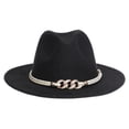 thumbnail image 2 of Segolike Classic Fedora Hat Wide Brim Costume with Chain Trilby Hat Flat Brimmed Accessories Photo Props Top Hat for Casual Party Girls Boys Cowgirl Black and Multicolor, 2 of 8