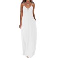 thumbnail image 2 of Pompotops Summer Dresses For Women Casual Boho Solid Color Hoop Sling Beach Long Maxi Dress With Pockets, 2 of 7