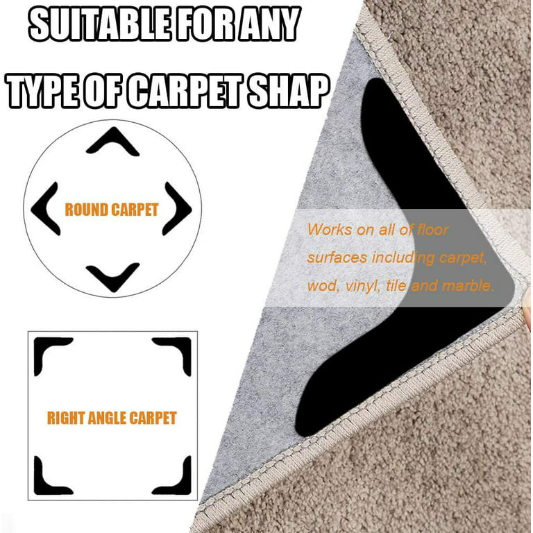 12 Pcs Rug Tape, Non Slip Rug Grippers, Reusable Washable Eco-Friendly Rug  Pads for Area Rugs on Hardwood, Tile Floors, Carpets, Floor Mats, Linoleum