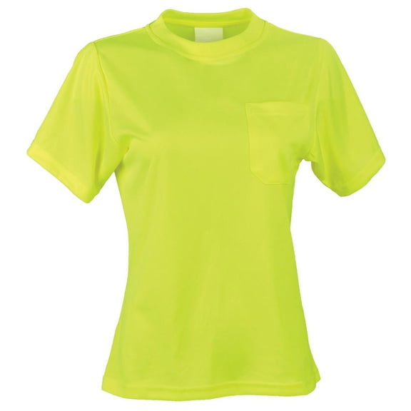 Women's High Visibility Short-Sleeve T-Shirt with Pocket, Non-Certified, Lime, Large, SAFEGEAR