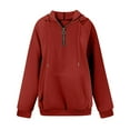 thumbnail image 3 of EANJE Half Zip Sweatshirt Women Fashion Half Zip Sweatshirt Plus Size Long Sleeve Crewneck Blouses Winter Solid Color Sweater Ginger L, 3 of 6