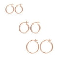thumbnail image 6 of LeCalla 925 Sterling Silver Classic Set of 3 Italian Rose-Gold Plated Click-Top Hoop Earrings for Female and Teen (12mm, 15mm, 20mm), 6 of 8