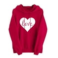 thumbnail image 4 of Yteetum Valentine Gift Woem's Valentines Heart Print Hoodies Plus Size Drawstring Hooded Sweatshirt Top Womens Casual Solid Overszied Graphic Printed Loose Comfy Hood Fall Spring Clothes, 4 of 6