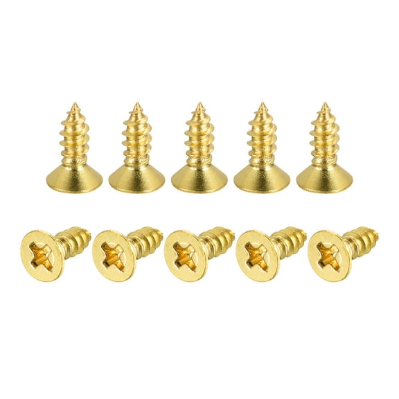 Uxcell M4x12mm Brass Wood Screws, Phillips Flat Head Self Tapping Connector 50 Pack