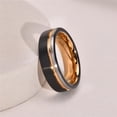 thumbnail image 3 of PAMTIER Men's Tungsten Carbide 6mm Classic Rose Gold Line Grooved Wedding Ring Black and Silver Matte Brushed Comfort Fit Beveled Edges Size 9, 3 of 6