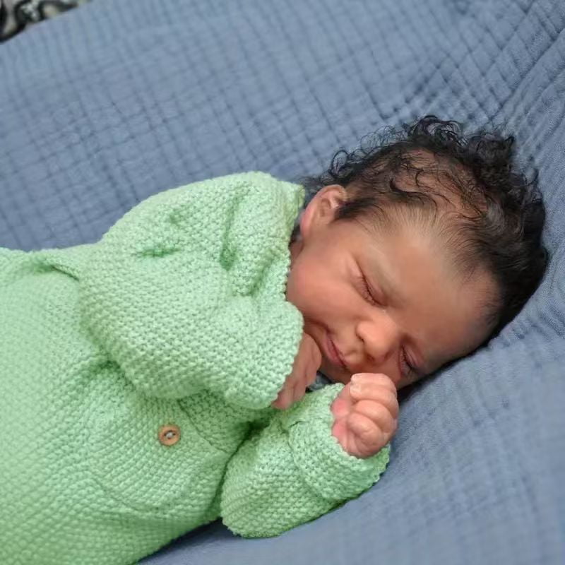 Dayoff kids 18 Inch Sleeping Reborn Baby Doll, African American,Vinyl Material For Kids Age 3+(No Accessories)