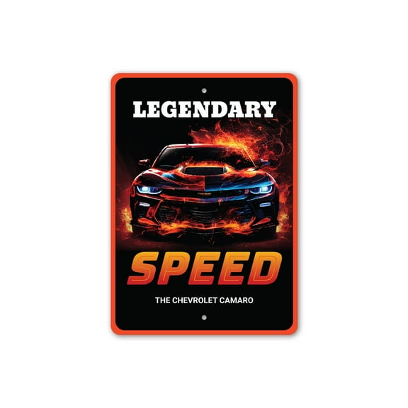 Chevy Camaro Legendary Speed Aluminum Metal Decor Sign - 10x14 inches